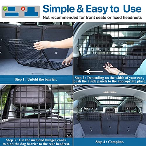 Dog Car Barrier for SUV Trunk Cargo Area, Foldable & Adjustable Car Divider and Cargo Gate to Keep Dogs in Back (Patent Design) - view 3