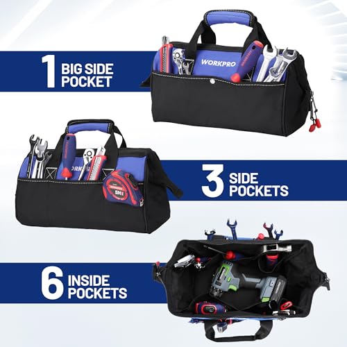13-inch Tool Bag, Wide Mouth Tool Tote with Inside Pockets - view 4