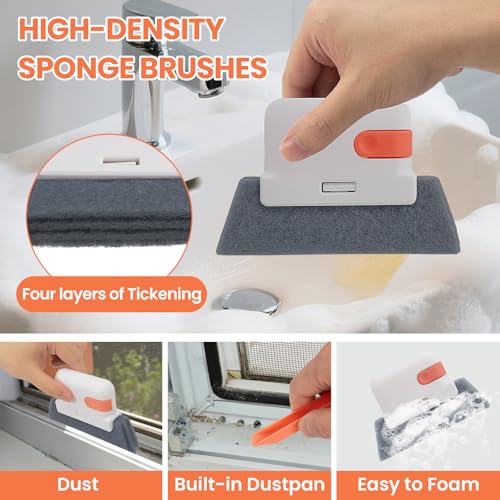 12pcs Window Track Cleaner Tool Set, Window Sill & Groove Cleaning Brushes with Hard Bristle Crevice Brush and Debris Pliers for Sliding Door Rails, Shower Door Tracks, Kitchen & Bathroom Gaps - view 3