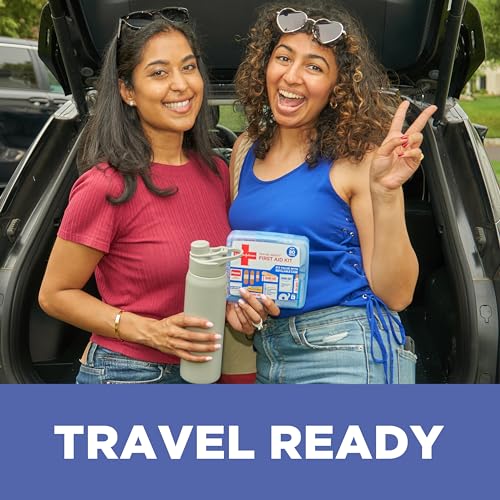 Travel Ready Portable Emergency First Aid Kit for Minor Wound Care & Brand Adhesive Bandage Family Variety Pack, Sheer & Clear Flexible Sterile Bandages - view 3