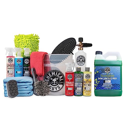 HOL169 16-Piece Arsenal Builder Carwash Kit, Foam Cannon, Bucket (6) 16 oz Car Care Cleaning Chemicals (Works w/Pressure Washers) with Honeydew SnowFoam Carwash Soap, 128 oz