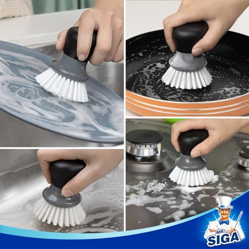 Dish Scrub Brush, Palm Brush Dish Scrubber, Gray, Pack of 2 - view 5
