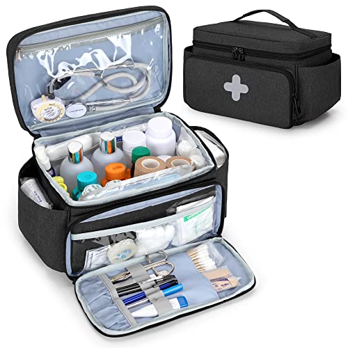 Small Medicine Storage Bag, Empty Family First Aid Kits Case, Black