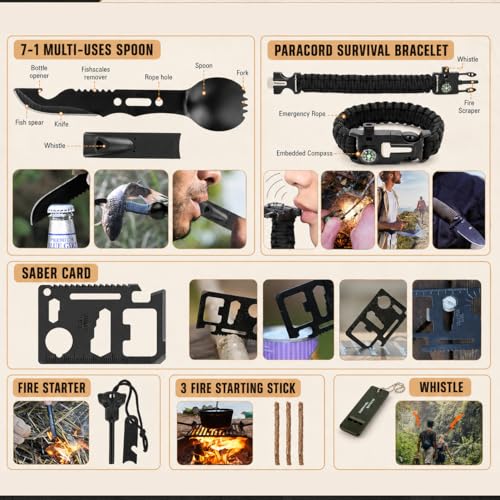Survival Kit, 250Pcs Survival Gear First Aid Kit with Molle System Compatible Bag and Emergency Tent, Emergency Kit for Earthquake, Outdoor Adventure, Hiking, Hunting, Gifts for Men Women - view 5