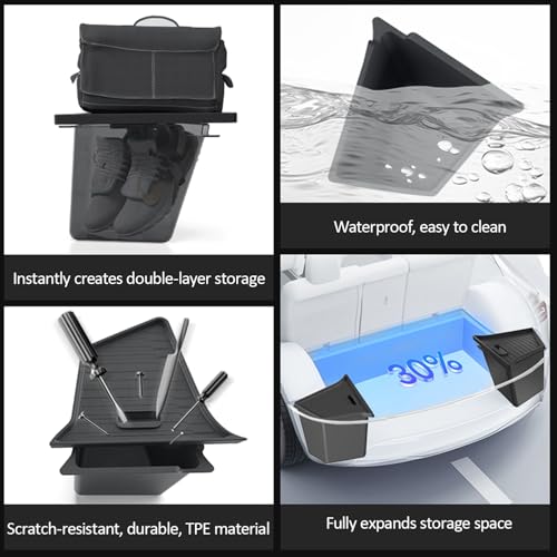 Tesla Model Y Juniper Trunk Organizer Set, 2 Trunk Storage Bins with TPE Lid + 2 Rear Trunk Organizer Hooks, Rear Trunk Side Storage Box for Model Y Juniper 2025 2026 Interior Accessories - view 6