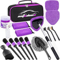 Windshield Cleaner Tool, 17Pcs Car Interior Detailing Kit, Detailing Brush, Towels, Duster, Car Cleaning Kit Interior for RVs, Truck, Trailer (Purple)