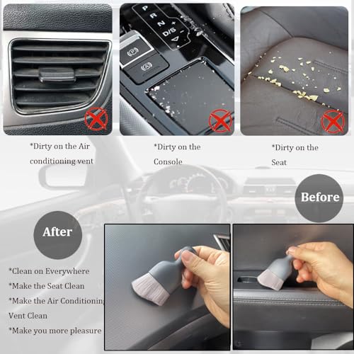 Car Detailing Brush,Car Interior Detail Dust Brush,Soft Bristle Cleaning Brush,Universal Car Brush Tool(Double Purple) - view 3