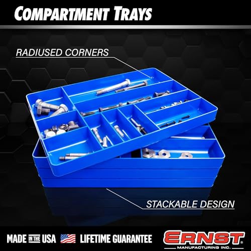 10 Compartment Drawer Organizer: Heavy Duty Stackable Tray for Automotive Garage Tool Organization - Low-Profile Toolbox Storage - Nuts and Bolts, Tools, Parts, Easy to Clean - Red - view 4