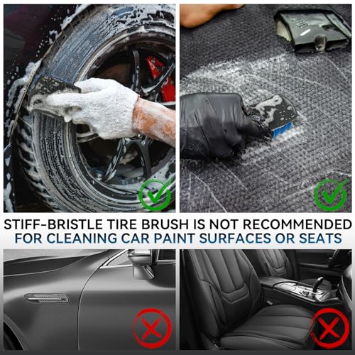 Tire Brushes for Cleaning Tires, Car Wheel Brushes for Cleaning Wheels, Rim Cleaner Brush for Car Detailing, Premium Wheel Cleaner Brush Kit Safe for Cars, Trucks, SUVs, RVs, Motorcycles - view 5