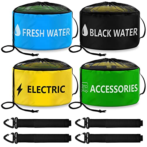 Waterproof RV Hose Storage Bag of 4 Pack, Organizer Accessories for Camper, RV Equipment Storage Organizer Bag for Sewer Hoses, for Fresh/Black Water Hoses and Electrical Cords etc