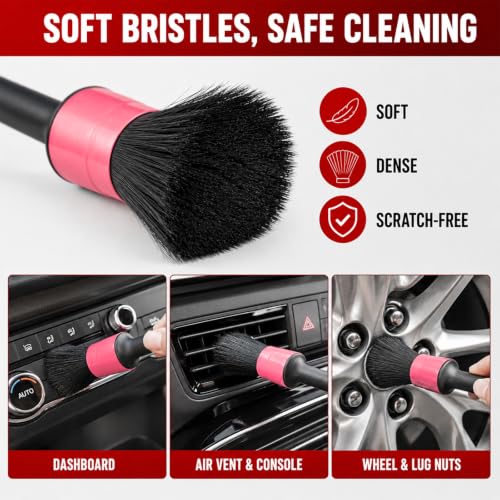 5 PCS Car Detailing Brush Set, Pink - view 4