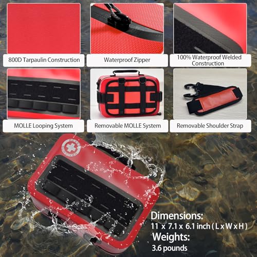 Waterproof First Aid Kit -Complete Trauma Gear With Labeled Storage, MOLLE System&CPR Kit, Practical Medical Kit For Boating, Marine, Camping, Hurricane, Vehicle And Household Emergency - view 5