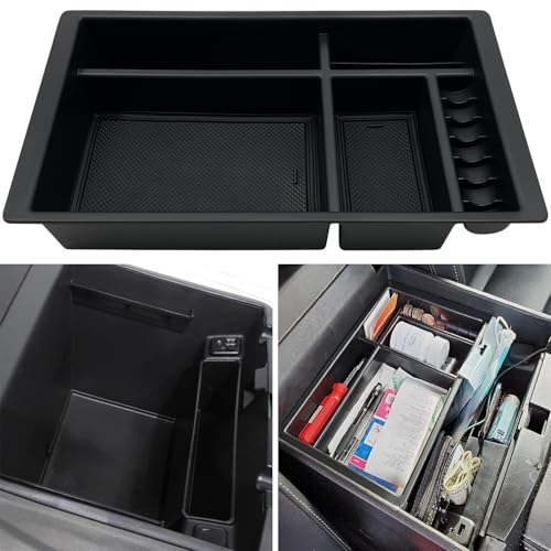 Center Console Organizer Compatible with 2015-2020 Chevy Yukon Tahoe Suburban and 2014-2018 GMC Sierra Silverado Tray Accessories Armrest Storage-Full Console w/Bucket Seats ONLY