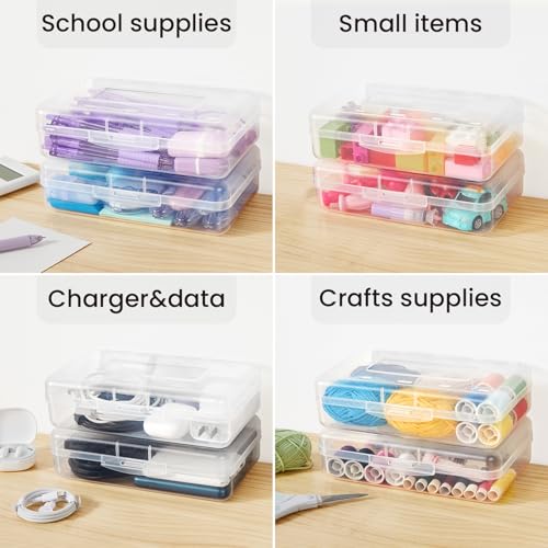Plastic Pencil Case Box 6 Pack, Large Crayon Maker Pen Organizer - view 7