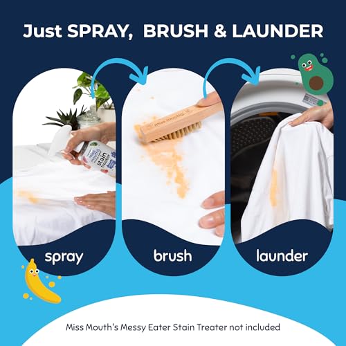 Messy Eater Stain Treater Spray 2-Pack 16oz & Laundry Brush Set - Stain Remover for Clothes & Delicates - Baby & Kids Pre-Treat Kit - Fabric Scrub Brush for Spot Cleaning - Bundle - view 3