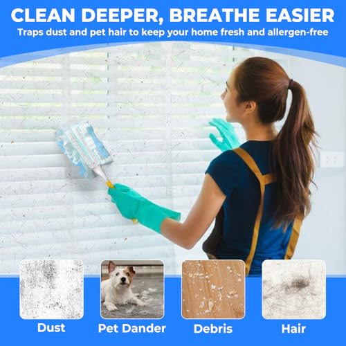 50 Pack Duster Refills Only, Microfiber Replacement Heads for Blinds, Blue - view 2
