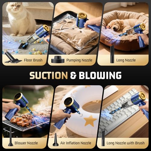 Cordless Handheld Car Vacuum Cleaner: 7-in-1 & 16000Pa Suction - Aqua Blue - view 6