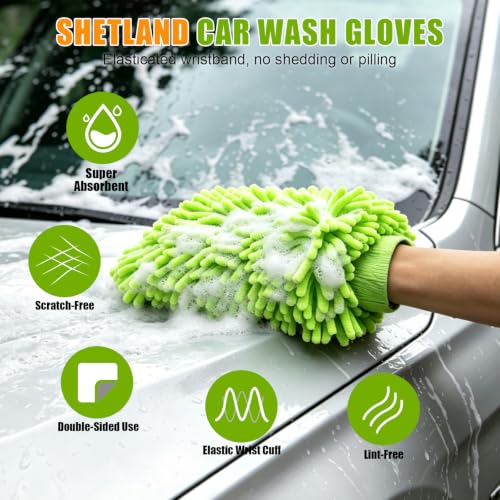 8PCS Car Wash Kit - Car Cleaning Supplies Come with Microfiber Cleaning Cloth, Car Wash Mitt, Car Wash Sponge and Premium Chamois Towel for Car, Kitchen, Bathroom and Household Cleaning - view 2