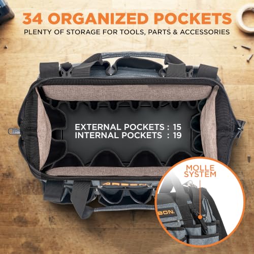 Heavy Duty Large Tool Bag, 16 Inch Portable Tool Box Organizer Tool Storage - view 3