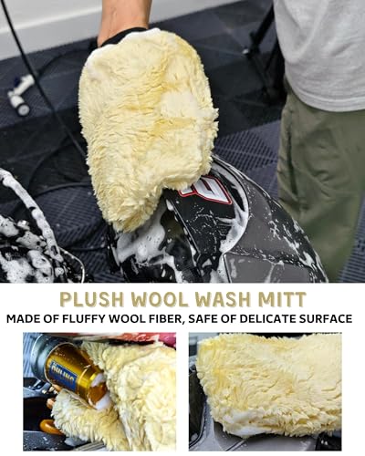 Motorcycle Cleaning Brush Kit, Easy Reach Brush, Wool Wash Mitt, Stiff Tire Brush, Detailing Brush& Microfiber Towel for Motorcycle Mudguard, Rims, Paint, Exhaust - view 3