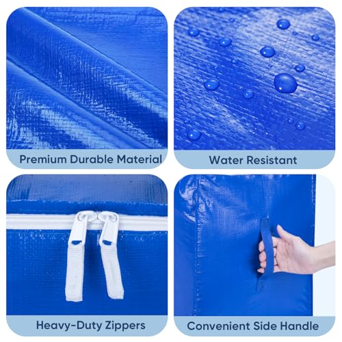 6-Pack Oversized Moving Bags with Reinforced Handles, Heavy-Duty Storage Tote for Clothes, Moving Supplies (Royal Blue, 6-Pack) - view 7