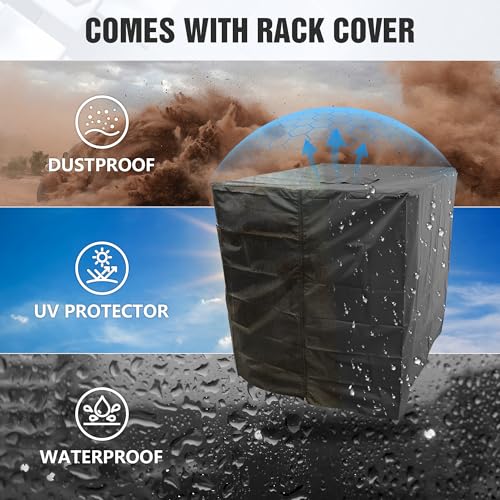 Door Storage Hanger Brackets Holder with Dust Cover Sliding Rack Bracket Compatible with 1987-2026 Jeep Gladiator JT & Wrangler JK JKU JL JLU TJ YJ Removable Stand Cart for 2/4 Door (Black) - view 5