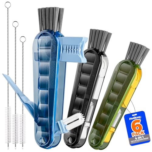 6 Pack 4 in 1 Cup Lid Cleaning Brush 3 Straws Bottle Brush,Black