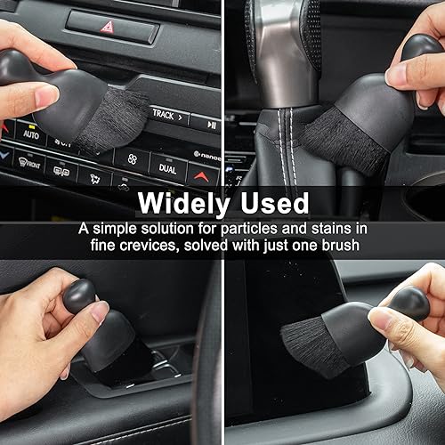 Car Detailing Brushes, Car Interior Dust Sweeping Soft Brush, Soft Bristles Brush Cleaning Tool for Automotive Dashboard, Air Conditioner Vents, Computer, Scratch Free(Black) - view 5