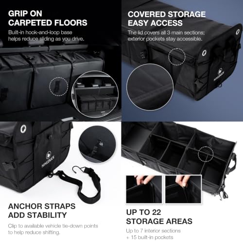 1680D 114L Extra-Large Collapsible Car Trunk Organizer with Lid - view 5
