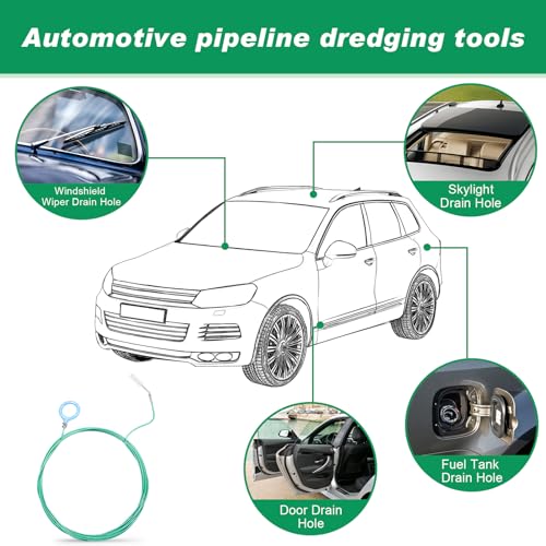 Auto Sunroof Drain Cleaning Tool,197Inch Long Pipe Cleaner for Car,Flexible Tube Cleaning Brush with 2Pcs 7.9inch Cleaning Brush Skinny Pipe Drain Dredge Cleaning Tool for Car Sunroof Wiper Drain Hole - view 4