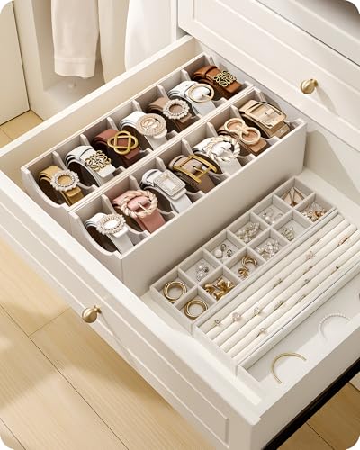 Belt Organizer for Closet, Belt Box & Storage Drawer -Cream - view 4