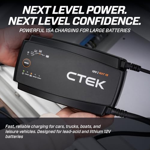 NXT 15 Smart Battery Charger 12V 15A Lithium Compatible Reconditioning and Supply Mode Temperature Compensation Battery Maintenance Device for Motor Vehicles, Boats and Motorhomes - view 2