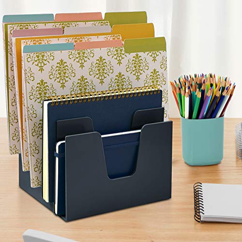 5 Section Incline File Sorter Organizer, Desktop Mail Holder, Black - view 5