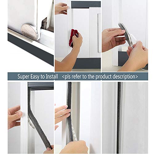 Weather Stripping Brush for Sliding Windows/Doors Frame Side,Pile Self Adhesive Weatherstrip Seal Strip Sealer Draft Stoppers (16.5ft x11/32 x 3/16 Brush inch, Grey) - view 5