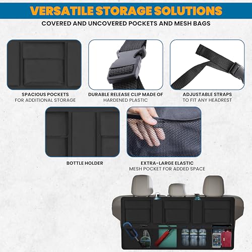 Backseat Trunk Organizer | 42 x20 Inches Car Storage with 9 Spacious Pockets | Waterproof, Heavy-Duty Hanging Organizer for SUVs, Trucks & Hatchbacks | Space-Saving, Foldable & Easy to Install - view 7