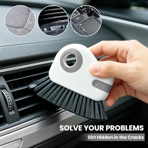 2 PCS 2 in 1 Groove Cleaning Brush, Multifunctional Window Track Cleaner with Hidden Scraper, Hard Bristle Grip Brush Sliding Door Cleaning Tool for Vehicle Home Office (Gray) - view 5