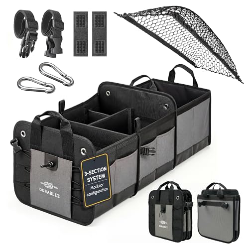 Large Car Trunk Organizer, Modular & Collapsible, Gray