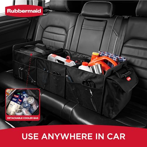 Car Organizer, Collapsible Trunk Organizer with Removable Leakproof Cooler Bag without Lid, Multi-Compartment Car Storage Organization for Car Accessories, 5 Compartments Without Cover - view 2