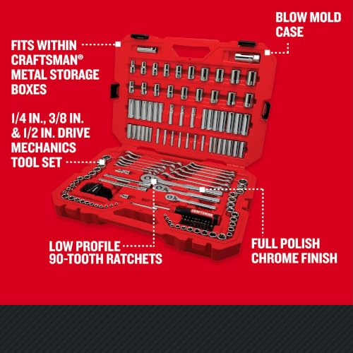 Socket Set, 159 Piece Socket Wrench Set Mechanics Tools 1/4-in., 3/8-in., and 1/2-in(6 Point and 12 Point, 90-Tooth (CMMT12125) - view 2