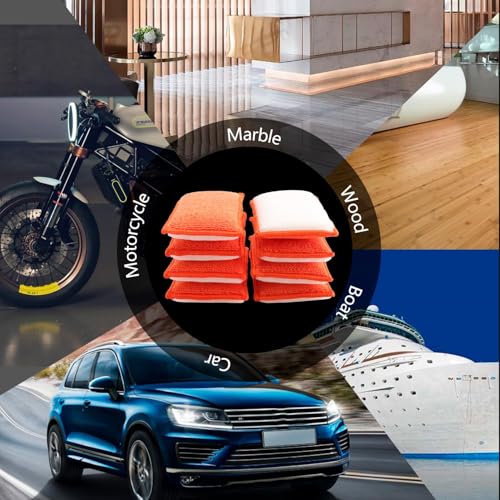 Car Interior Scrubbing Sponge, 8Pcs Scrub Ninja, Microfiber Car Wax Applicator, Car Wash Sponges for Car, Boat, Wood, Marble and Motorcycle, 6in x 3.3in x 0.8in - view 5