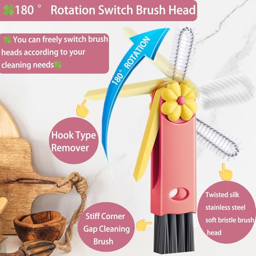 Cup Lid Gap Cleaning Brush, 3 in 1 Cup Lid Brush, Multifunctional Water Bottle Cleaning Brush, Home Kitchen Crevice Brush Tools for Tiny Cup Lid Detail, Bottle Tight Spaces Cup(3 PCS) - view 3