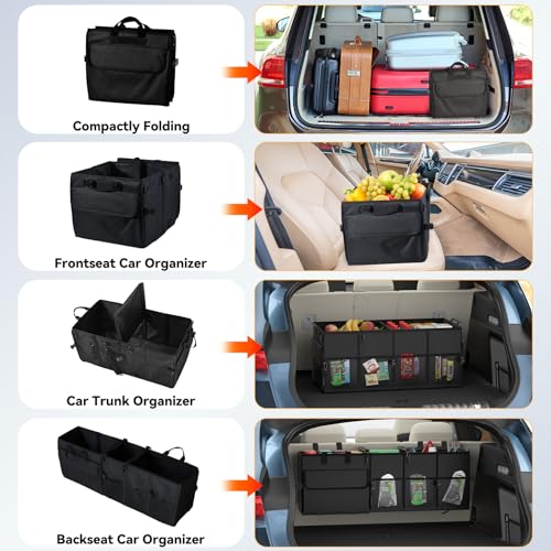 Car Trunk Organizer SUV Collapsible Car Caddy Truck Storage Heavy Duty Oxford Car Grocery Organizer for Cargo Van Jeep Sedan with 2 Large Compartments, 6 Pockets, 4 Adjustable Straps, 2 Handles 50L - view 4