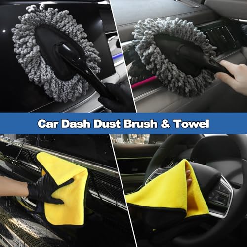 Windshield Cleaner Tool, 14Pcs Car Interior Cleaning Kit - Car Detailing Kit Interior Cleaner, Car Detailing Brushes, Car Duster Brush, All-in-One Inside Car Cleaning Supplies for Women Men - view 6