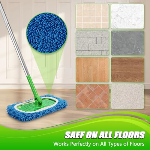 Set of 4 Reusable Microfiber Mop Pads Compatible with Swiffer Sweeper, Dry Sweeping Cloths, Washable Wet Mopping Cloth Refills for Floor Cleaning (Mop is Not Included) (Multicolor 2, 4 Pack) - view 4
