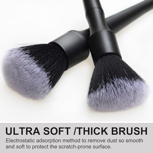 2 Microfiber Detailing Brushes, Car Interior Detailing Brush for Air Vent,Dashboard, Leather,Cleaning Tool Efficient Dust Removal for Car Interior, Computers, Keyboards, Digital Device - view 6