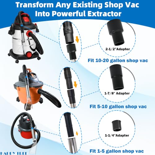 Universal Fit All Existing Shop Vacs with 2-1/2" &1-7/8" &1-1/4" Adapter Wet Extraction Accessory for Upholstery & Carpet Cleaning & Auto Detailing Shop Vac Extractor Attachment Hose Kit - view 2