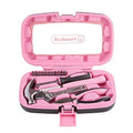 15-Piece Household Hand Tool Set with Carry Case – Tool Kit with Screwdrivers, Pliers, and Wrenches – Great for Home or Car (Pink)