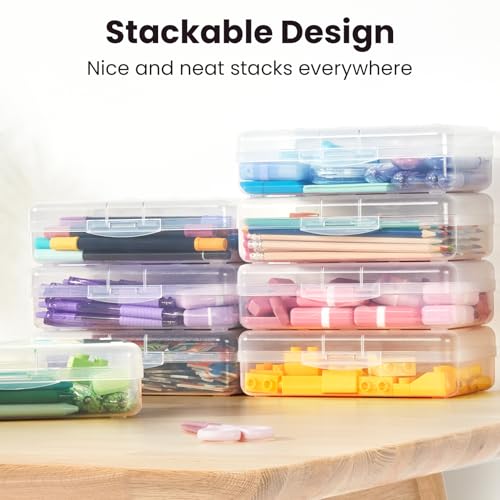 Plastic Pencil Case Box 6 Pack, Large Crayon Maker Pen Organizer - view 5