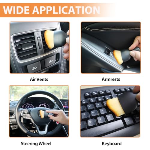Car Interior Detailing Brush Cleaning Kit, Soft Bristle Dusting Brush, Wire Brush Set, Car Cleaning Gel, Car Accessories Essentials Supplies Tools for Auto,Truck,SUV,RV（6PCS ） - view 3