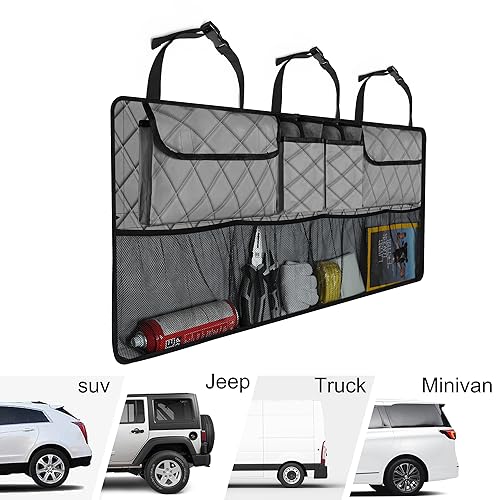 Car Trunk Organizer, Large Capacity Backseat Trunk Organizer (42"*18"), Collapsible Car Storage Bag with 8 Pockets, SUV/MPV/Truck - Grey - view 5